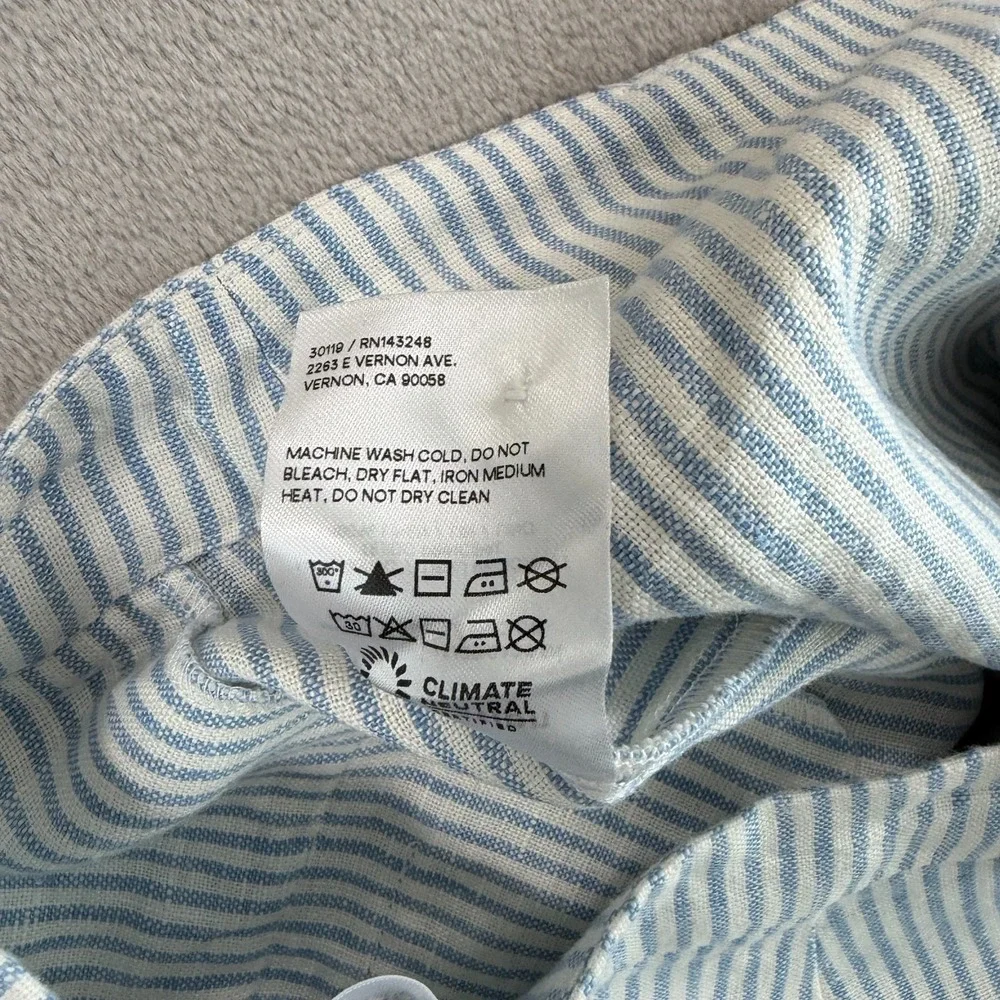 REFORMATION Mason Relaxed Wide Leg Pants 2 Blue White Striped‎ 100% Linen NWOT